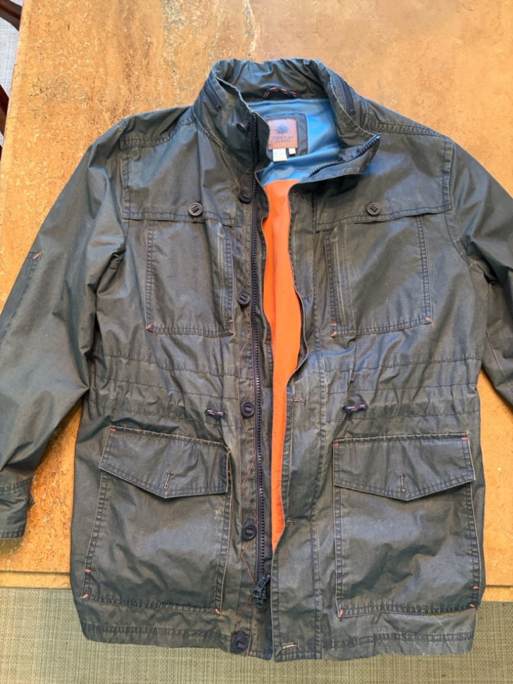 The Territory Ahead Olive Green Field Jacket with Orange Lining